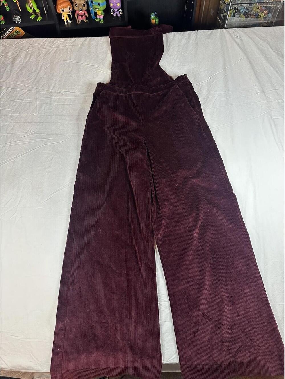 🍷 Vintage Corduroy Overalls Burgundy Wide Leg Jumpsuit S Xhilaration Wide-Leg - Picture 1 of 16